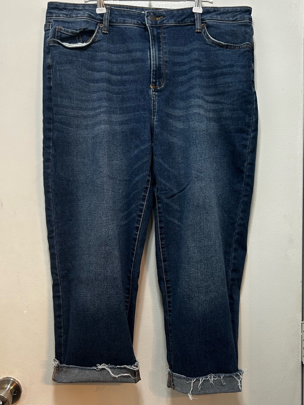 Sonoma Dark Blue Cropped Frayed Hem Jeans